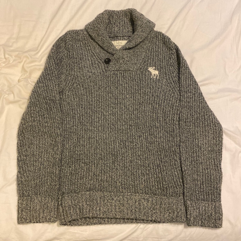 Men’s Small Grey Abercrombie & Fitch Shawl Collar Sweater